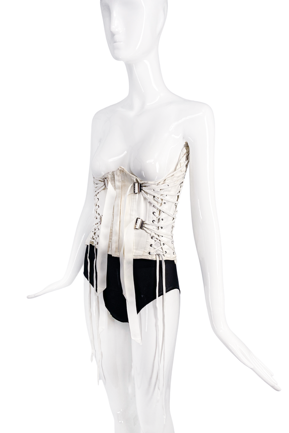 Vintage White Medical Lace Up Bondage Corset