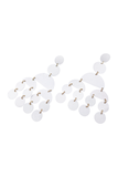 Vintage White Enamel Bone Circle and Half-Circle "Mod" Chandelier Earrings