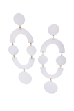 Vintage White Enamel Bone Circle and Graphic Crescent "Mod" Earrings