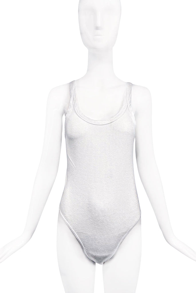 Vintage White Rib Knit "Henley" Bodysuit