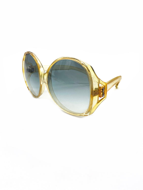 Yves Saint Laurent Yellow Amber Clear Oversized 1970's Sunglasses