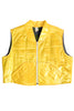 Vintage Yellow Quilted Zip-Up "Y2K Raver Boy" Vest with Clear Vinyl Overlay