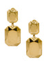 Valentino Gold Emerald Cut Double Gem Stone Square Earrings