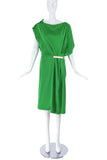 Vionnet Green Side Drape Dress with Metal Detail