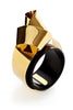 Vionnet Black Resin with Gold Metal Sculptural Ribbon Cuff Bracelet