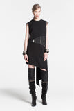 Vionnet Gold Sculptural Textured 3D Cuff Bracelet with Black Diamonds
