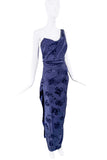 Vivienne Westwood Blue One Shoulder Corset Floral Print Dress Gown