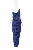 Vivienne Westwood Blue One Shoulder Corset Floral Print Dress Gown