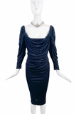 Vivienne Westwood Black Corset Draped Silk Jersey Low Cut Dress