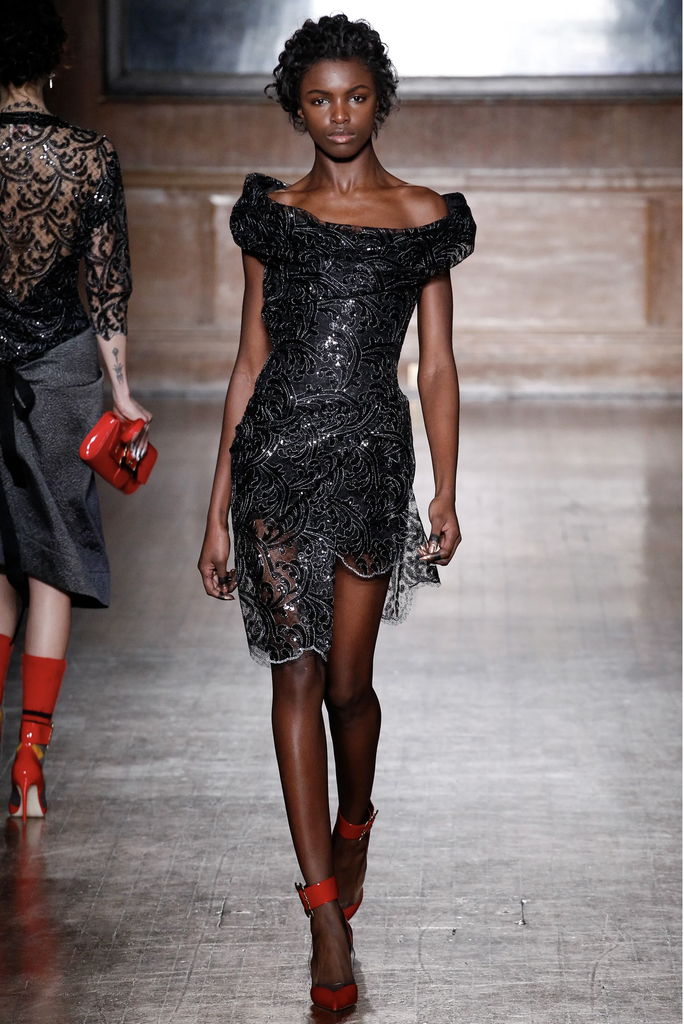 Vivienne Westwood Black Sheer Sequin Devana Corset Dress Fall 2016