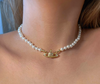 Vivienne Westwood Single Strand Pearl Gold Orb Choker Necklace