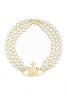 Vivienne Westwood Gold Orb Triple Pearl Choker Necklace
