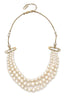 Vivienne Westwood 3 Row Pearl Jordan Necklace with Gold Brass Safety Pin Details