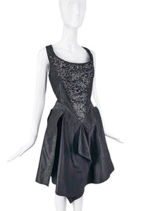 Vivienne Westwood Black Silver Lace Inlay Corset Cocktail Dress
