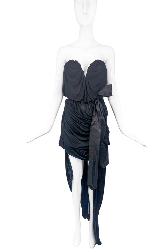 Vivienne Westwood by AK Black Silk Jersey Draped Corset Runway Dress Spring 2020