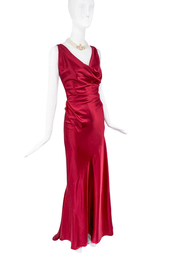 Vivienne Westwood Red Silk Bias Cut Gown