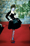 Vivienne Westwood Black Velvet Bow Corset Peplum Bustle Dress Red Label Fall 1999 Runway