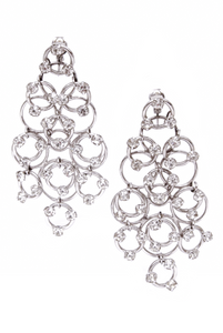 Vogue Vintage Silver Hoop Crystal Sputnik 60's Chandelier Earrings