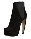 Walter Steiger "Oscar" Curved Heel Black Suede Platform Boot Shoe Size 38