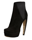 Walter Steiger "Oscar" Curved Heel Black Suede Platform Boot Shoe Size 38