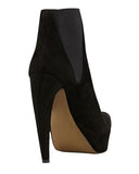 Walter Steiger "Oscar" Curved Heel Black Suede Platform Boot Shoe Size 38