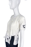 Vivienne Westwood Shredded White Anglomania T-shirt with Sable Sword Embroidery