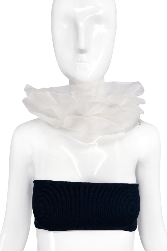 Vintage White Chiffon Ruffle Collar