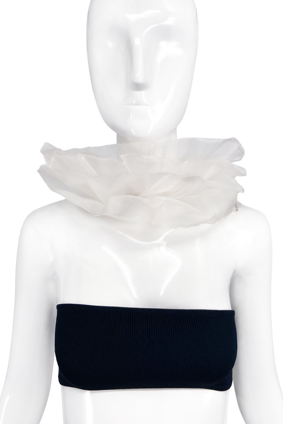 Vintage White Chiffon Ruffle Collar