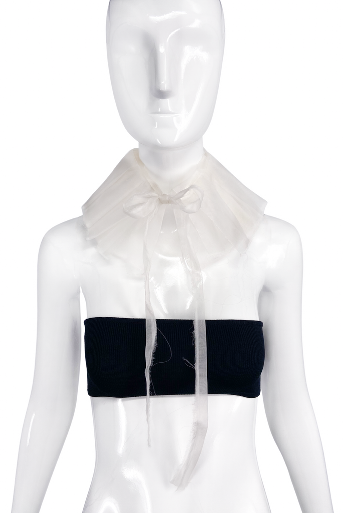 Vintage White Pleated Chiffon Collar