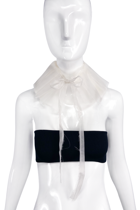 Vintage White Pleated Chiffon Collar