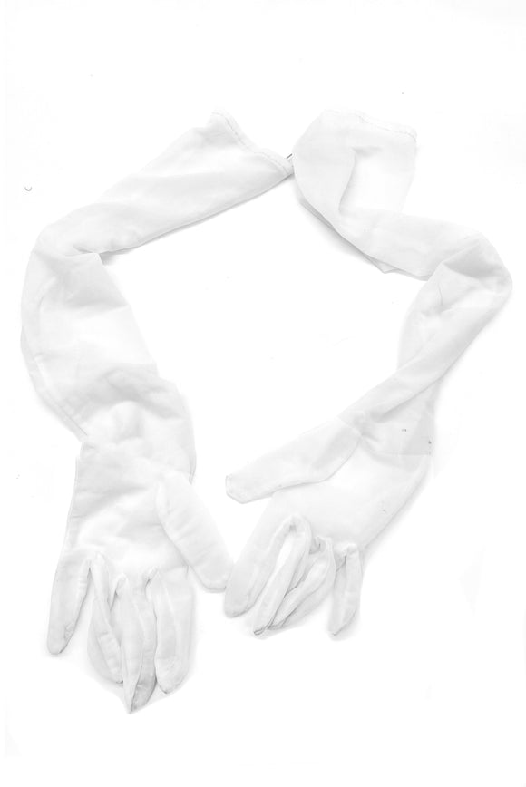 Vintage White Nylon Gloves