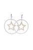 Vintage White Acrylic "Peggy Moffit" Hoop Earrings with Graphic Stars