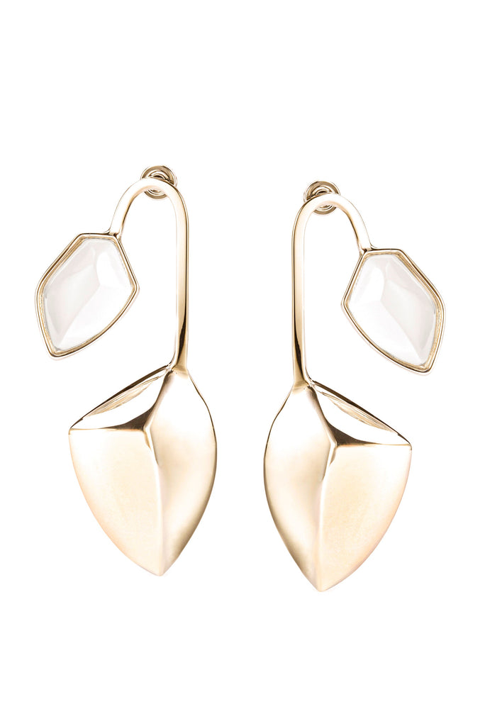 Xenia Bous Gold Clear Plexi Lucite Metallic Stone 43 Earrings - BOUTIQUE PURCHASE PRICE