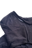 Xavier Delcour Black Glitter Deep Plunging V Neck Sweater Top #