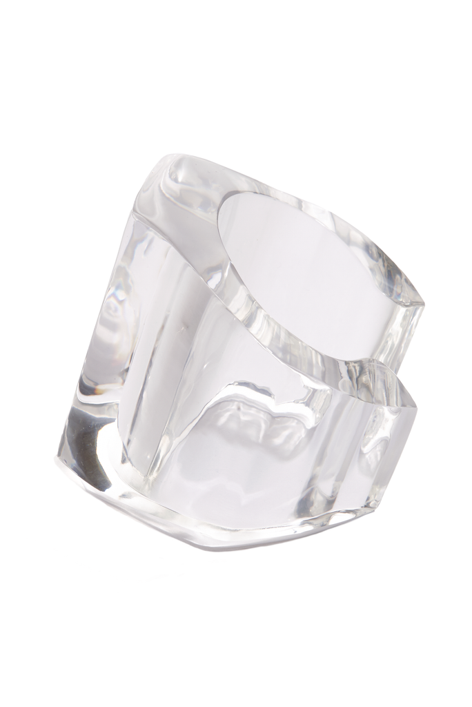 Xenia Bous Plexi Lucite Clear Stone 36 Oversized Bracelet Cuff - BOUTIQUE PURCHASE PRICE