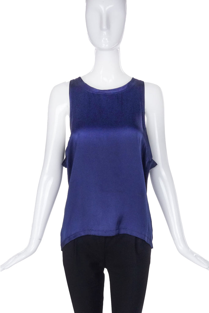Yves Saint Laurent Navy Blue Satin Racer Tank Top FW2002