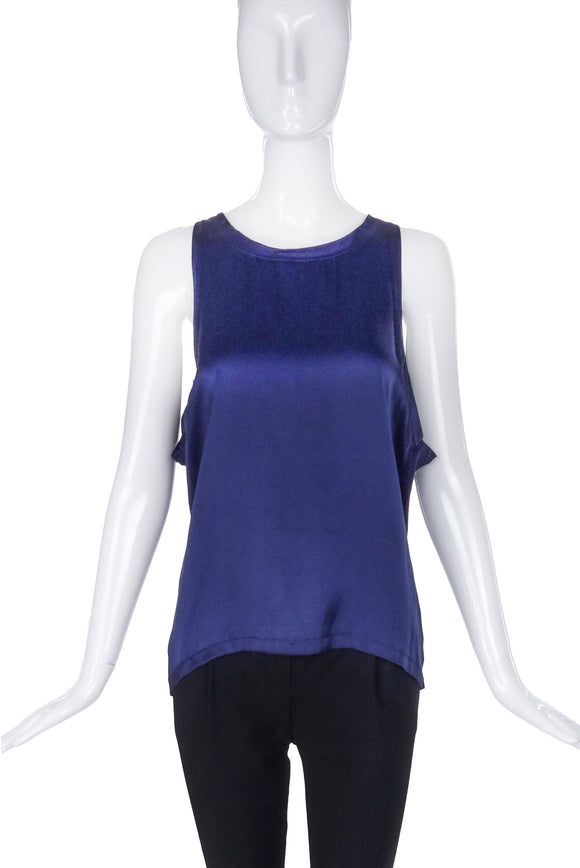 Yves Saint Laurent Navy Blue Satin Racer Tank Top FW2002