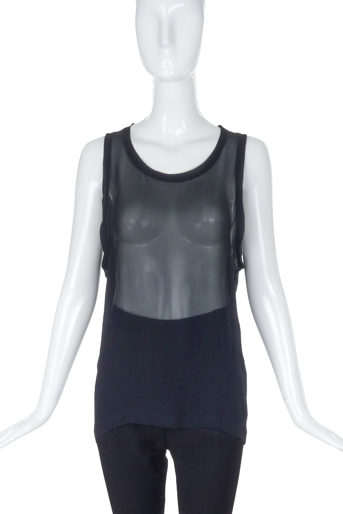 Yves Saint Laurent by Tom Ford Black Chiffon Tank Top FW2002