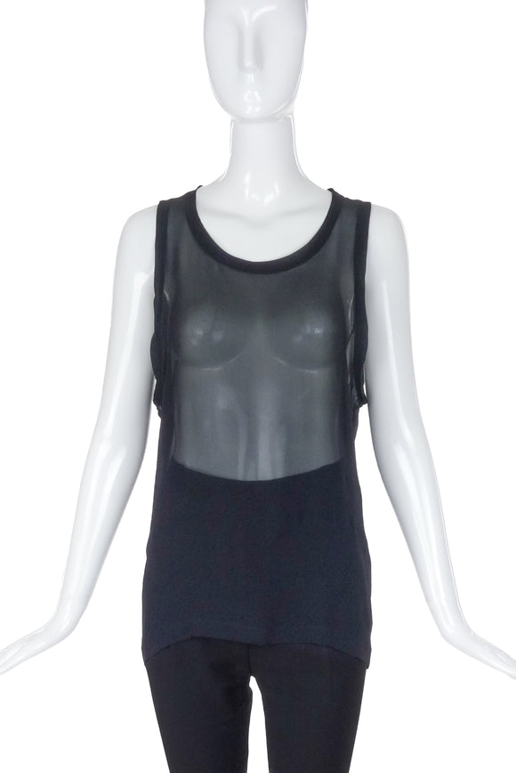 Yves Saint Laurent by Tom Ford Black Chiffon Tank Top FW2002
