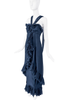 YSL Saint Laurent 2007 Blue Ruffle Dress Gown