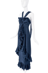 YSL Saint Laurent 2007 Black Ruffle Dress Gown