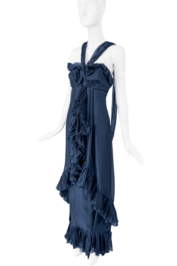 YSL Saint Laurent 2007 Black Ruffle Dress Gown