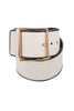 Yves Saint Laurent White Corset Belt with Square Gold Buckle