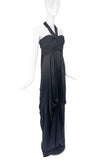 Saint Laurent YSL Black Chiffon Silk Draped Bustier Halterneck Gown 2009 (Copy)