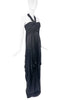 Saint Laurent YSL Black Chiffon Silk Draped Bustier Sweetheart Neckline Front Bow Gown 2009