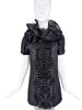 YSL Black Beaded Tulle Ruffle Collar Mini Dress