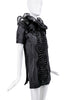 YSL Black Beaded Tulle Ruffle Collar Mini Dress