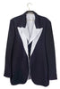 Yohji Yamamoto Black Double Layer Blazer with Pinstripe Lapel