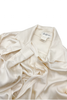 Yohji Yamamoto Ivory White Satin Collar Plunging V-Neck Shirt Blouse Halston Style #