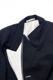 Yohji Yamamoto Black Double Layer Blazer with Pinstripe Lapel